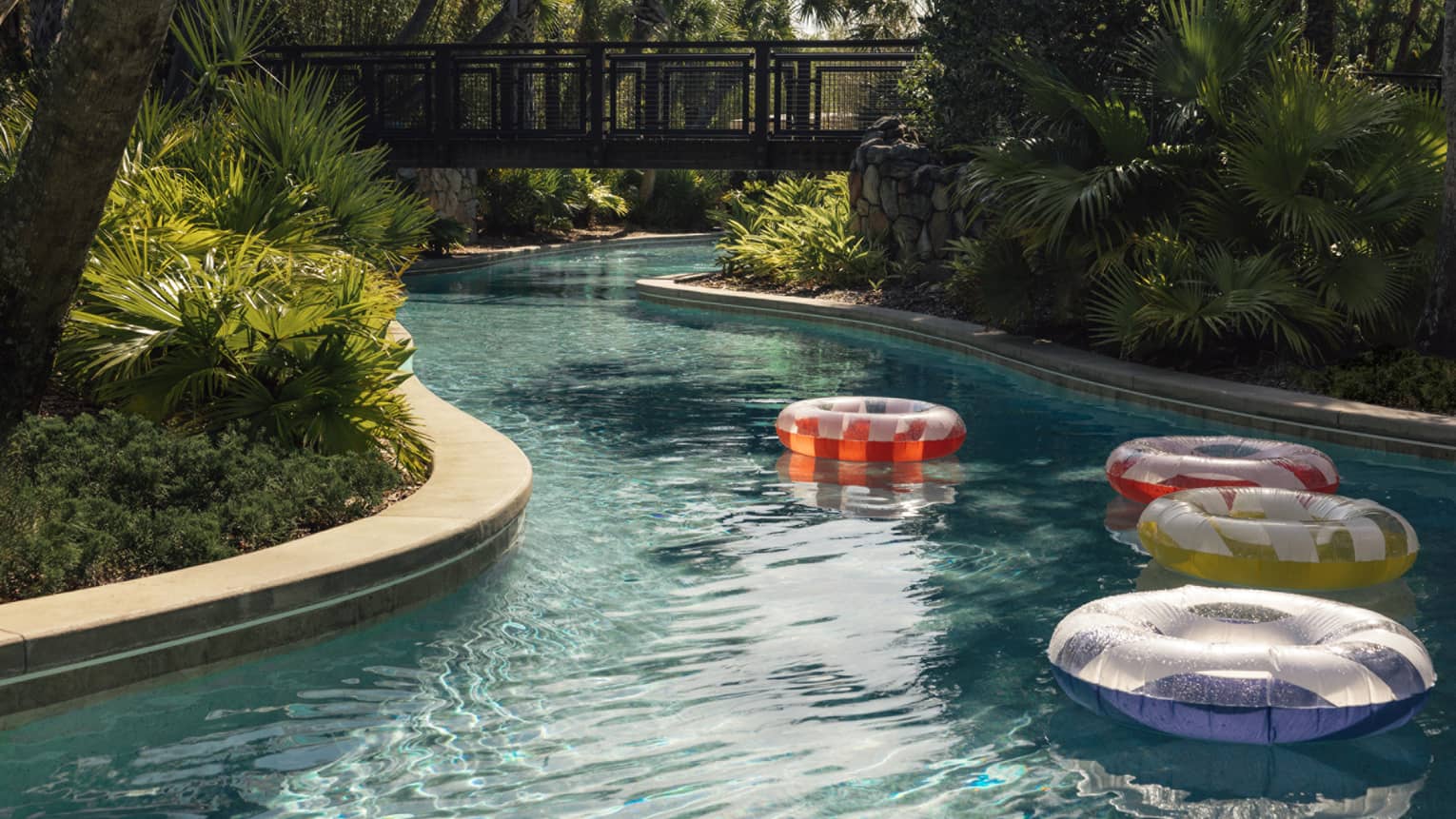 Floats floating on the lazy river.