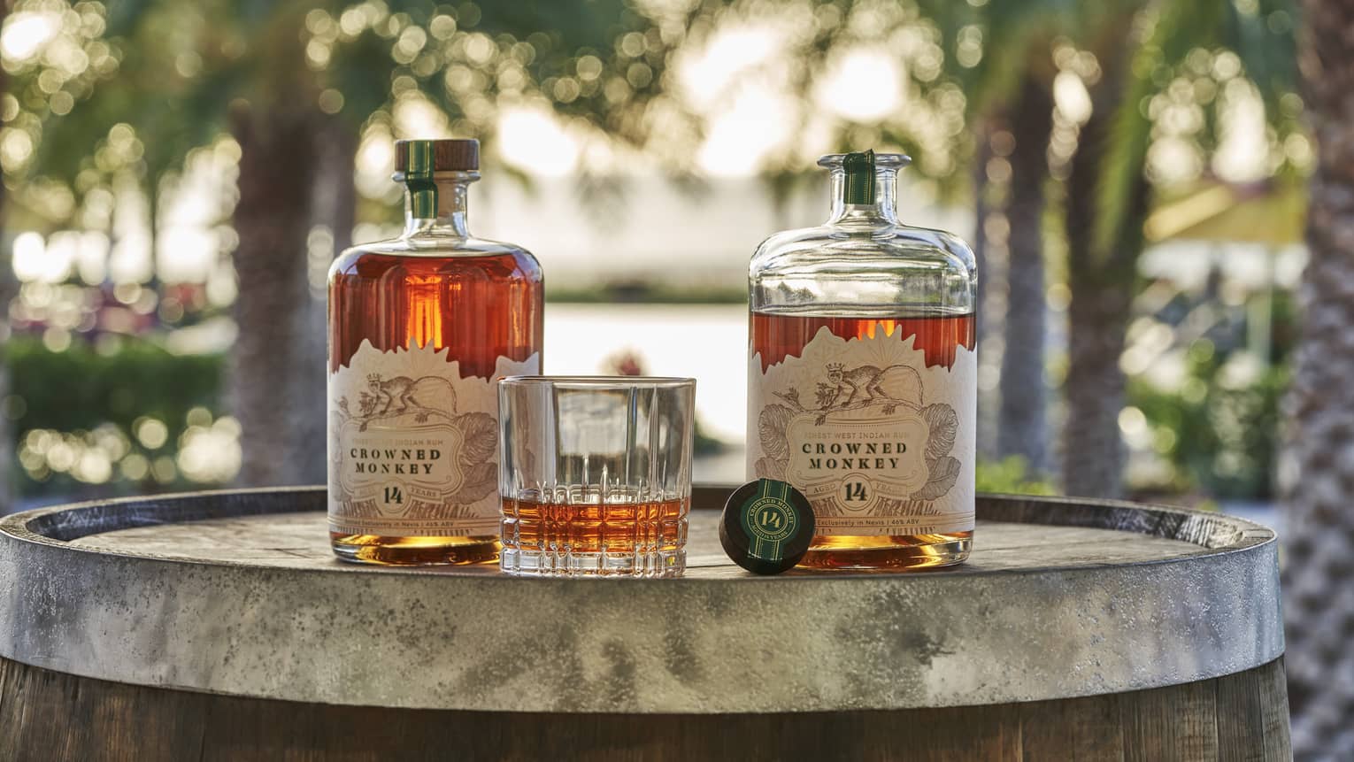 Two bottles of rum.
