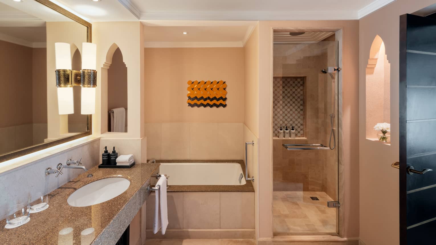 Bathroom with separate tub and walk-in shower