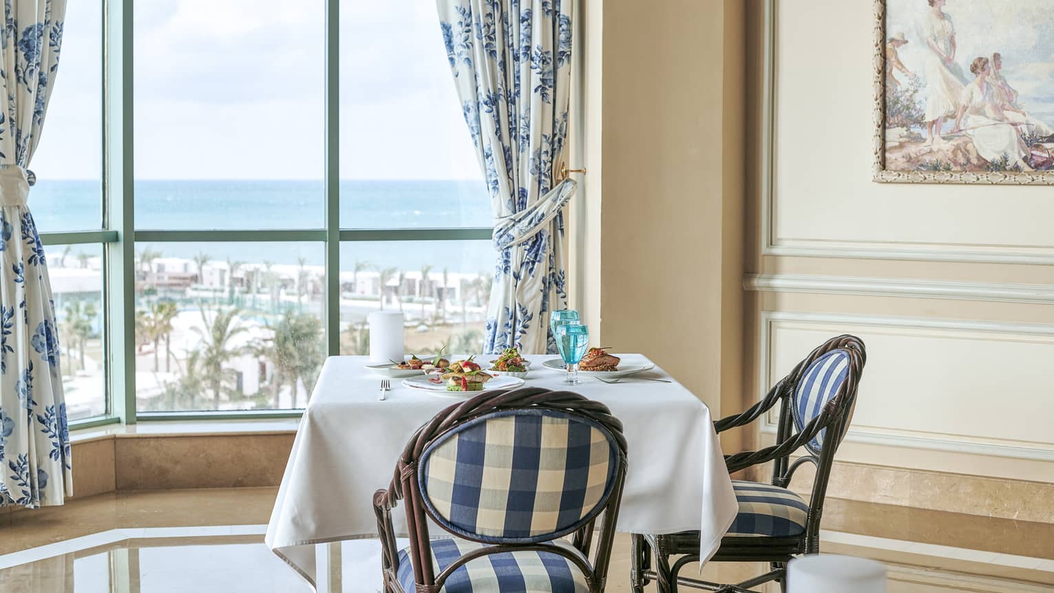 Table at Kala Restaurant with views of the Mediterranean Sea