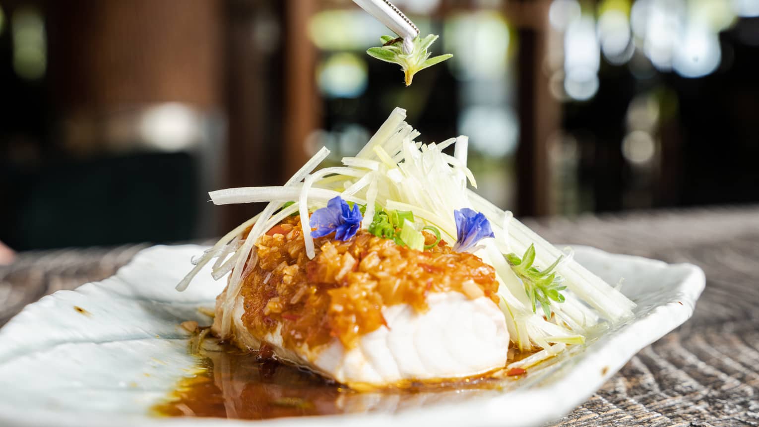 Hunan-Style Steamed Emperor Fish ? Chives, Ginger, Chilli-Garlic Soy Sauce