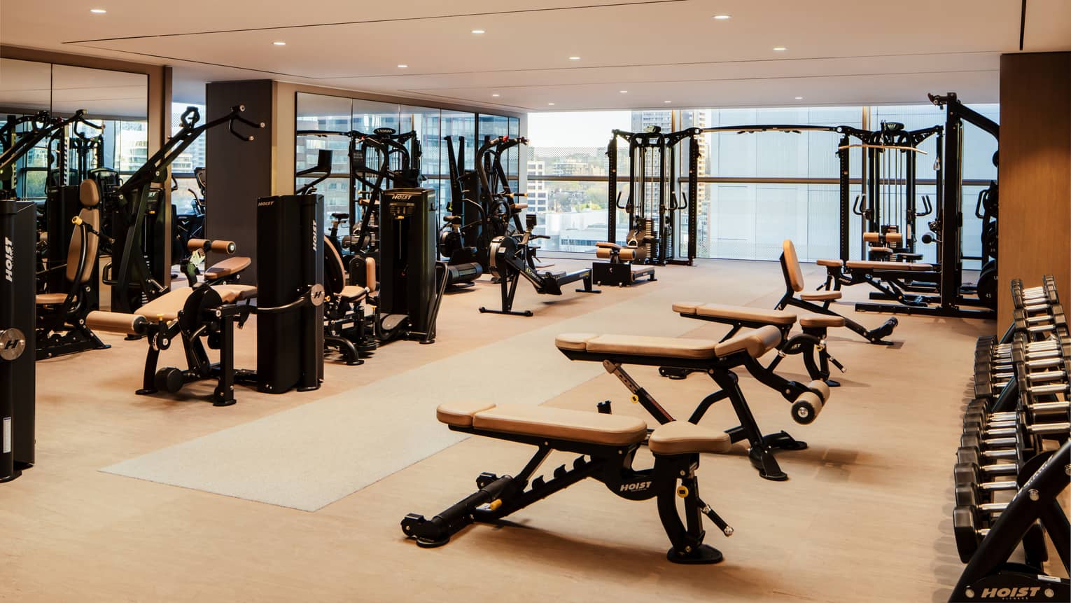 Hotel fitness centre strength equipment