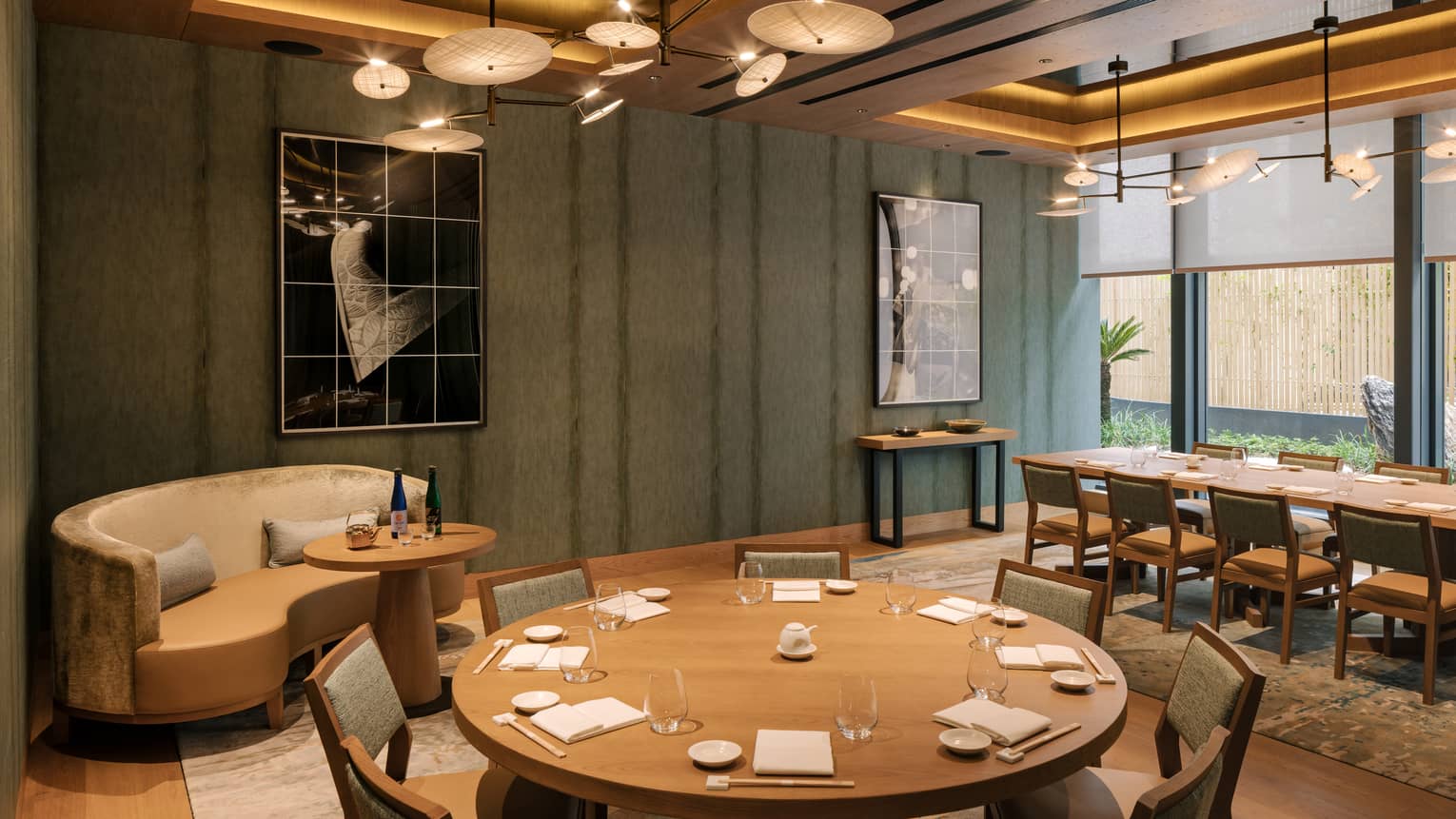 Nobu dining room with views of designer Japanese garden