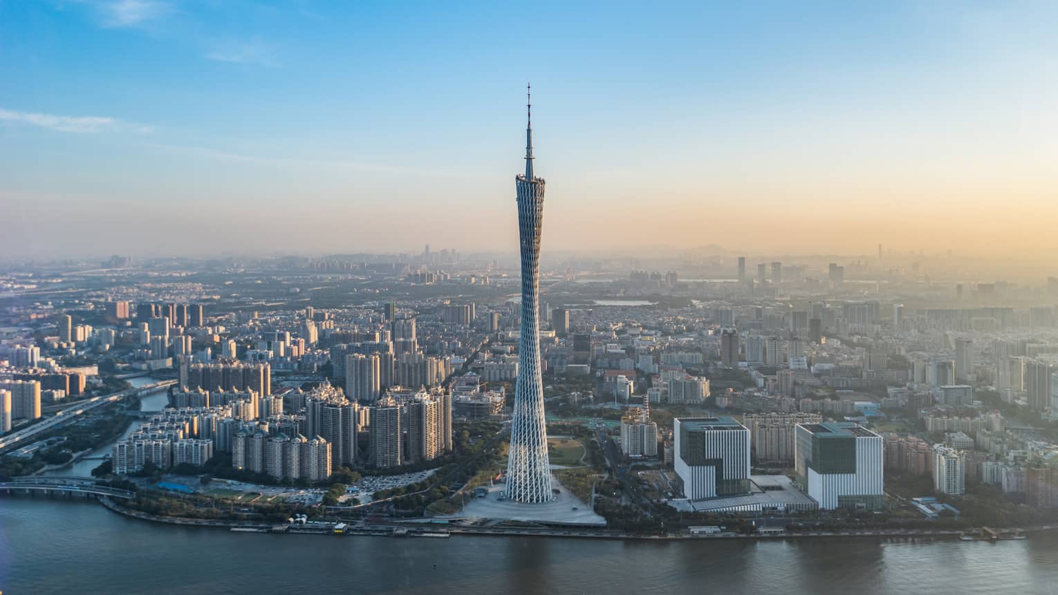 Canton Tower view and Guangzhou city skyline