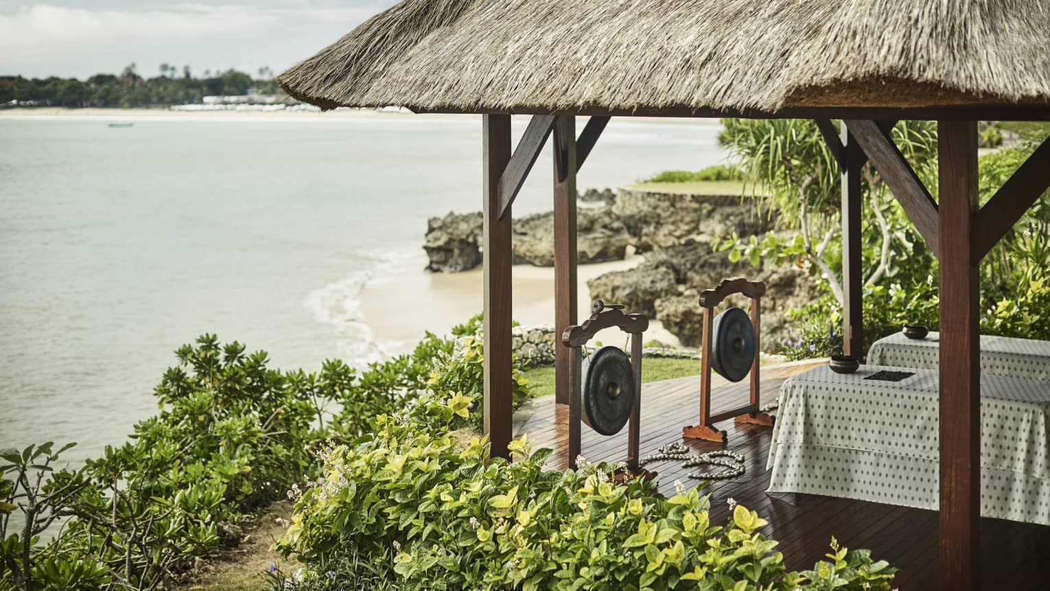 An open-air wellness centre overlooking the ocean