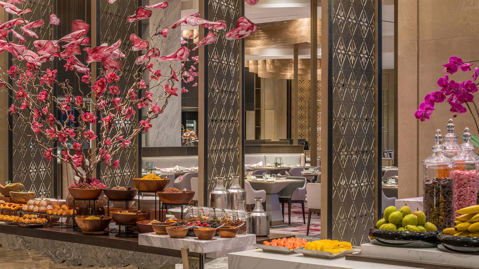 Curate buffet table with fruits and vegetables