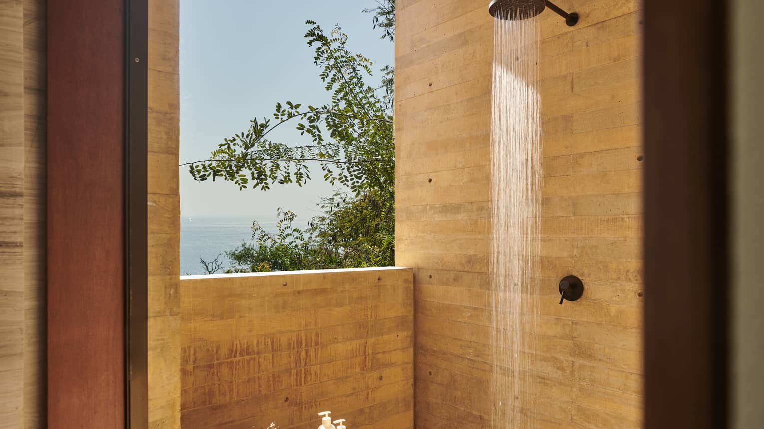 Outdoor shower overlooking the ocean