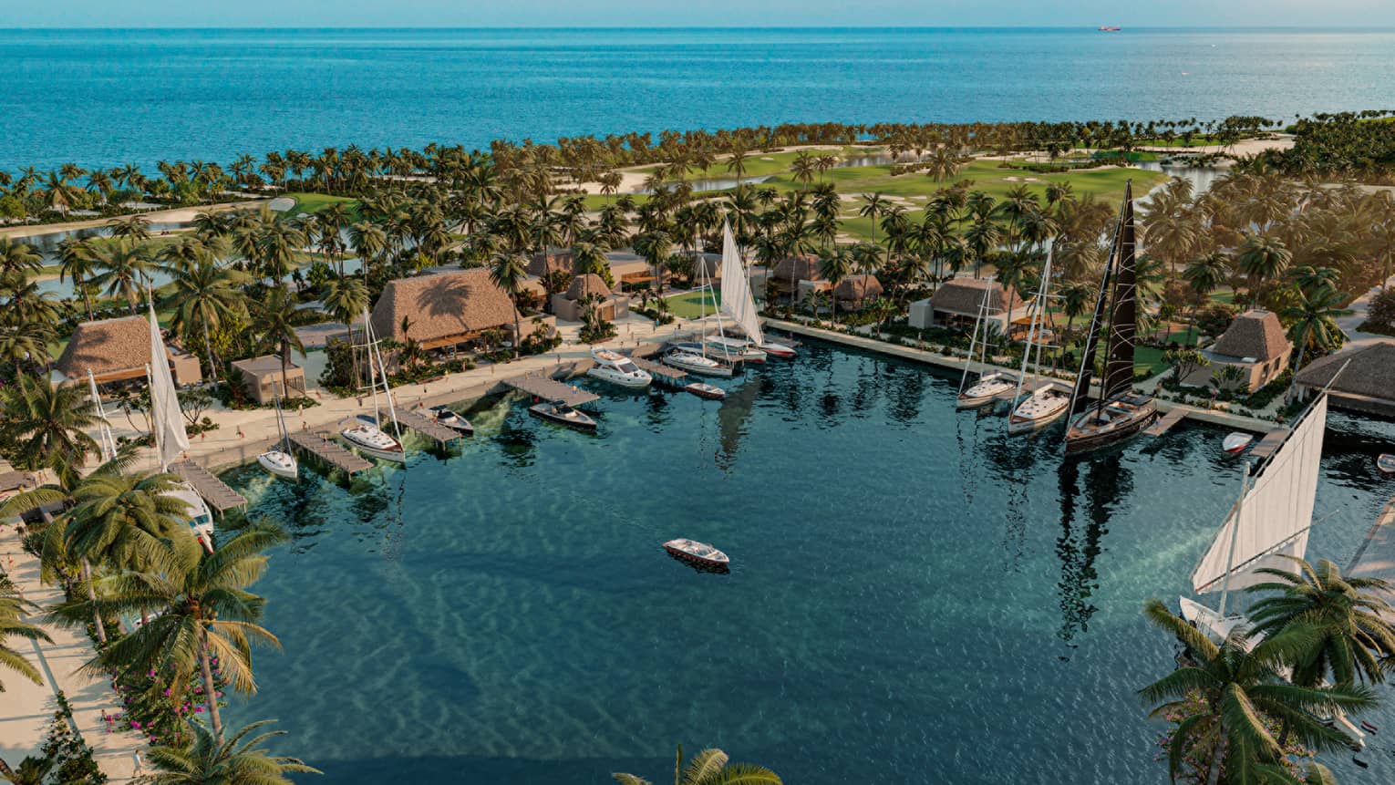 Rendering of aerial view of the marina