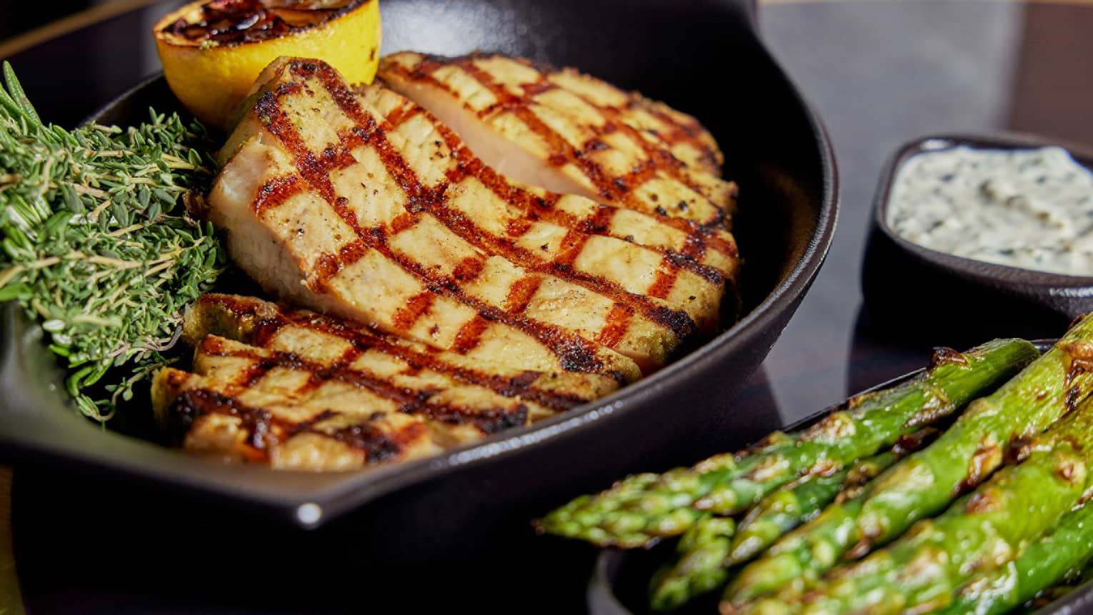 Grilled swordfish and asparagus.