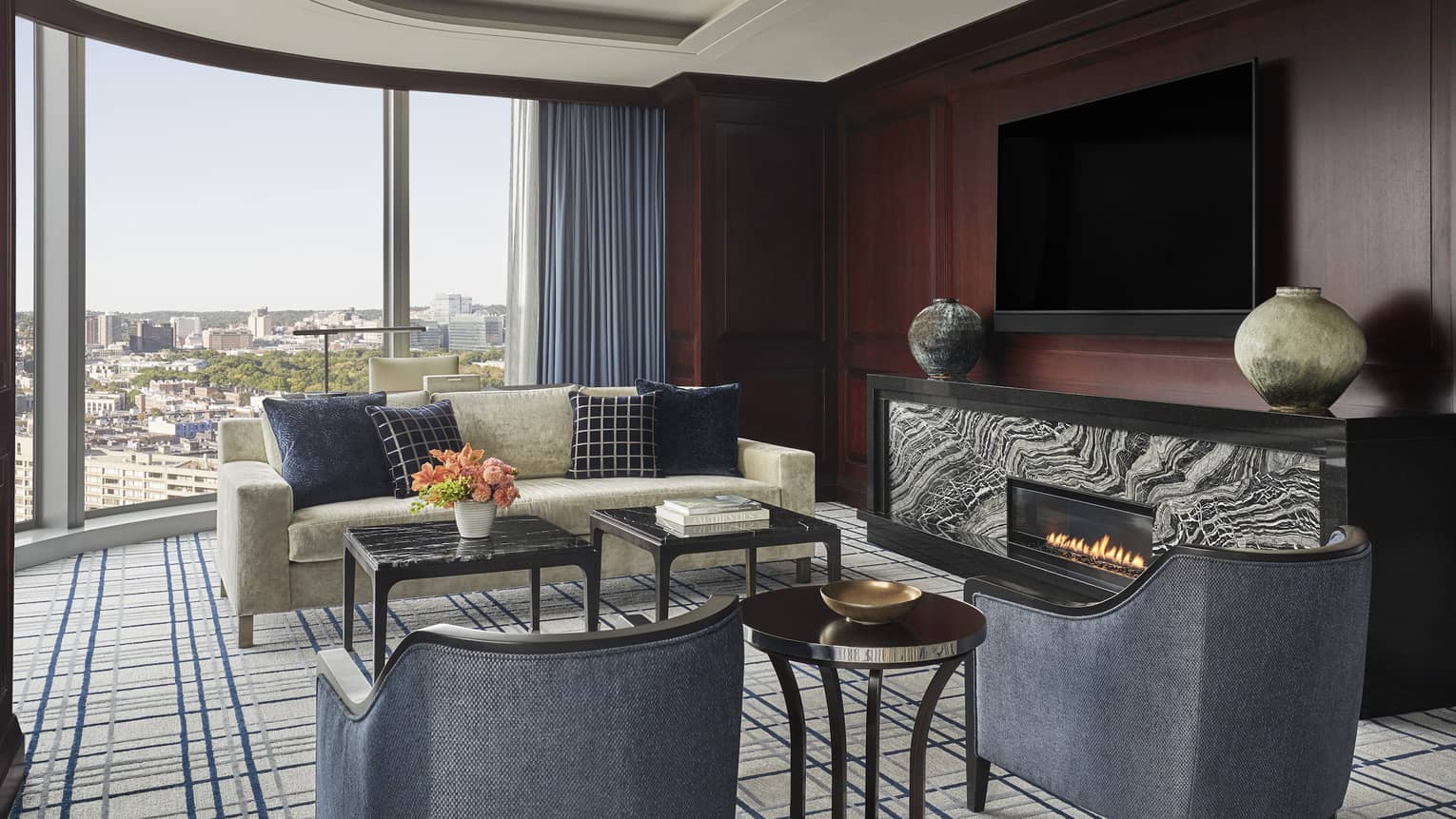 Presidential Suite living area at four seasons hotel boston one dalton