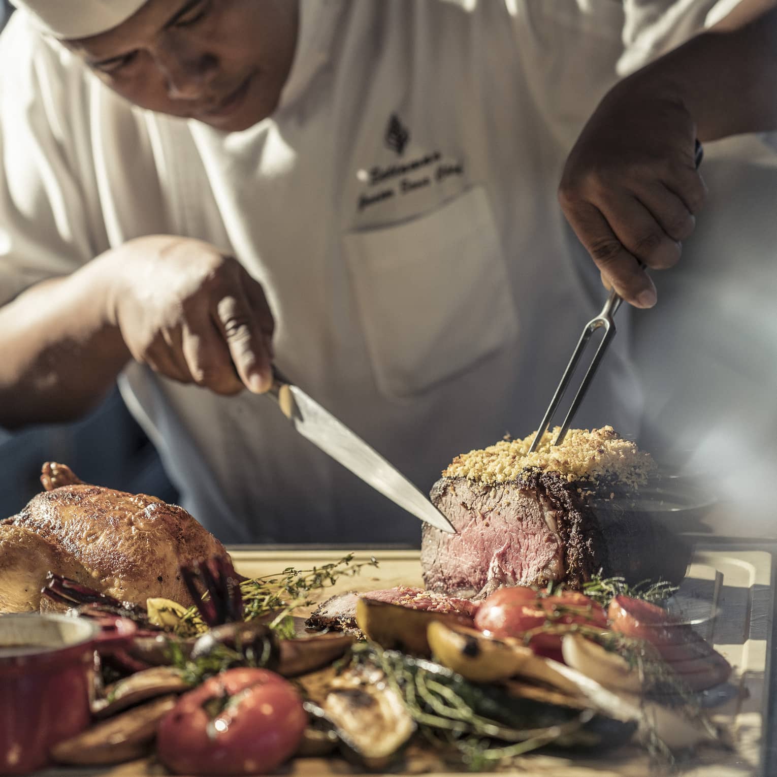 Made-to-order food at the live action stations by a specialty chef