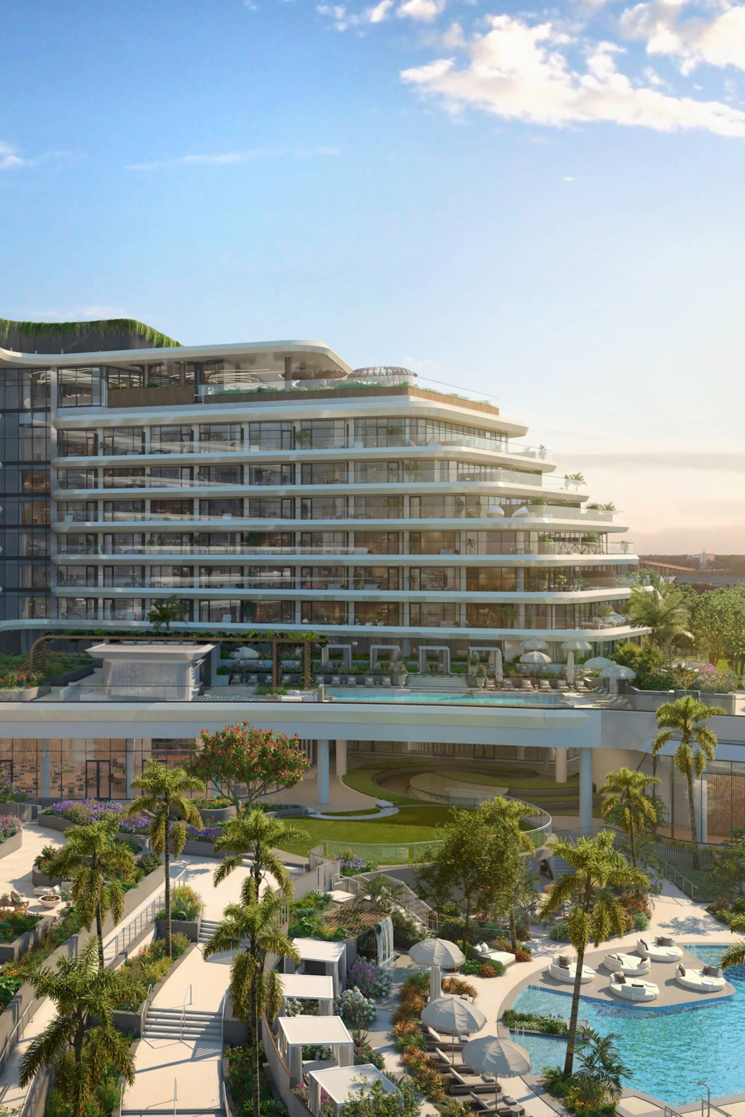 Rendering of residence building exterior and pool