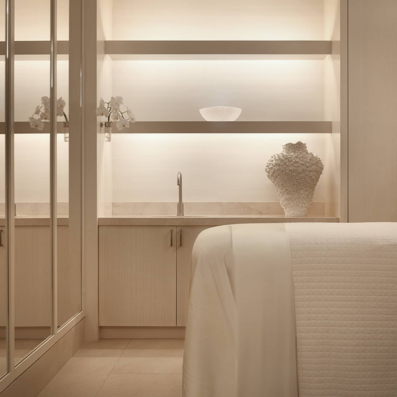 Soothing spa treatment room