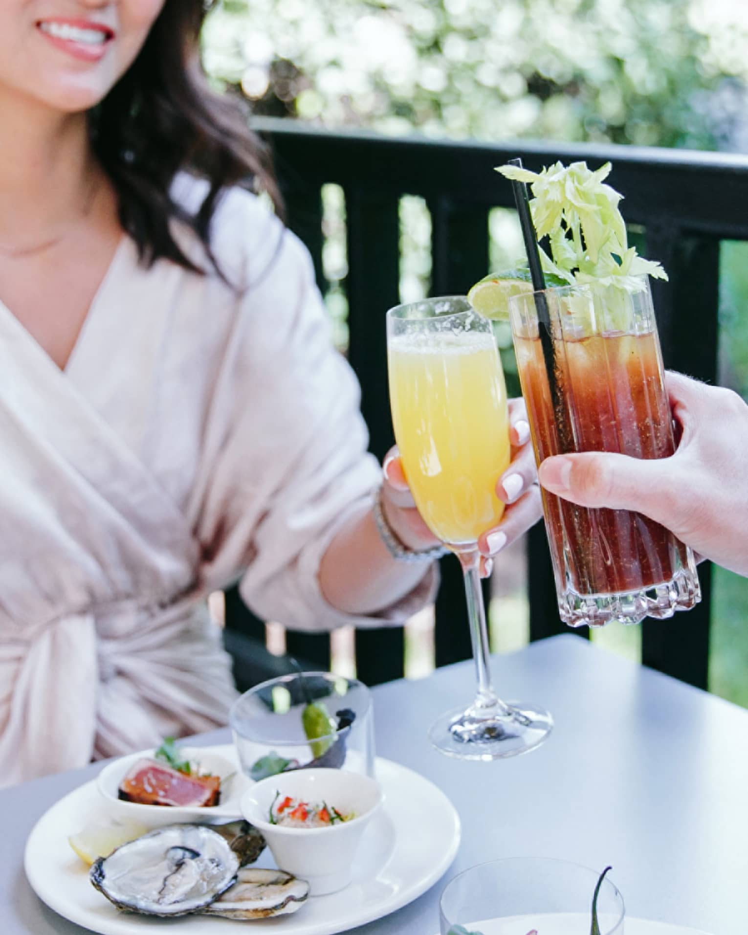 A man and woman eating brunch.