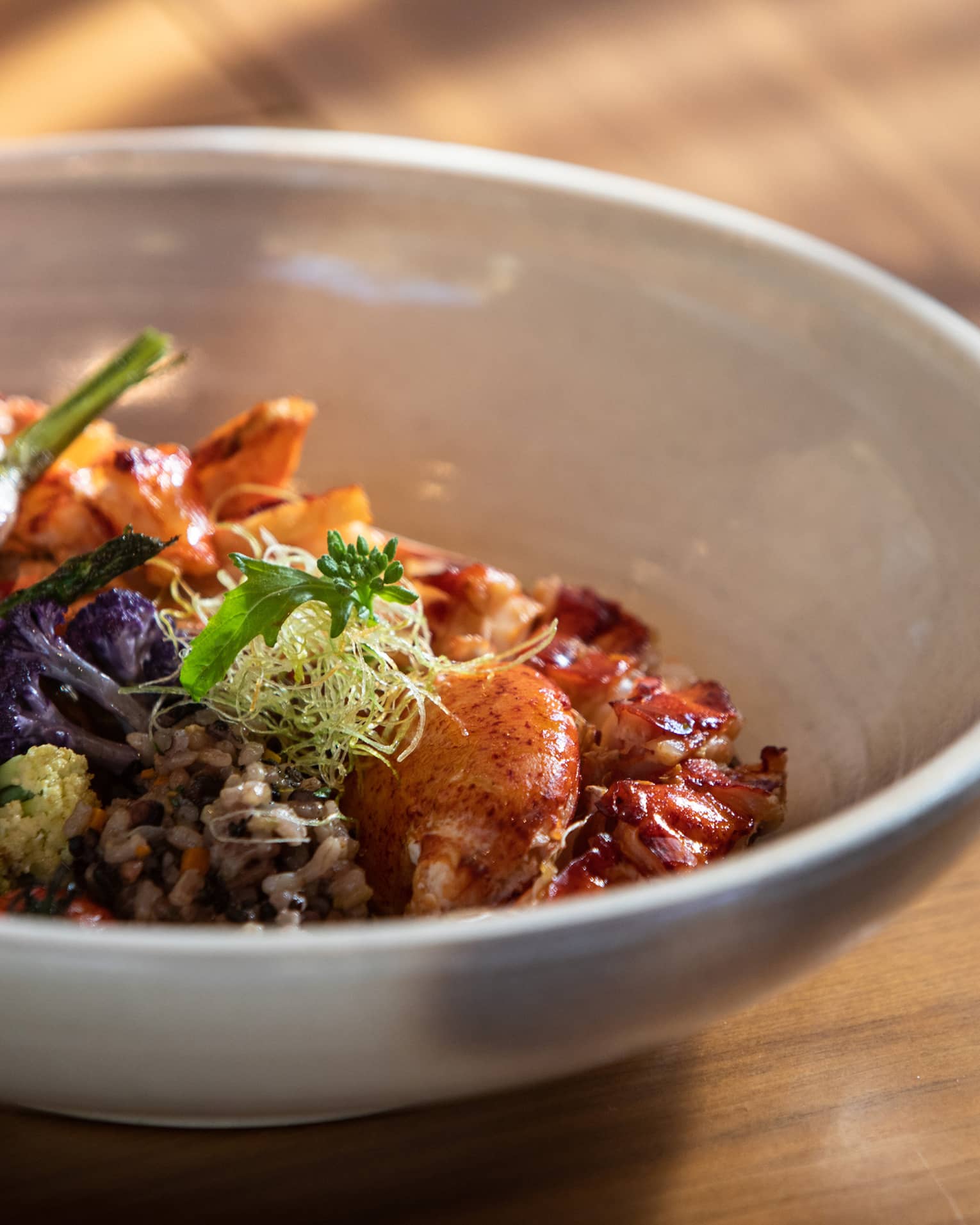 Lobster bowl with grains and vegetables