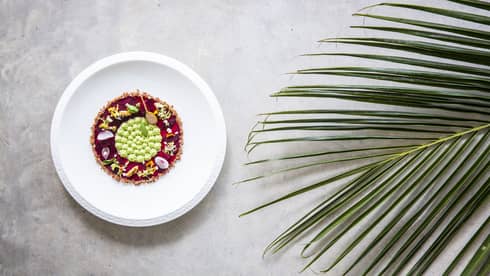 A food detail and plant at Cafe' Landaa