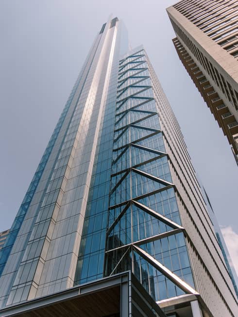 Looking up at Comcast Centre tower in Philadelphia