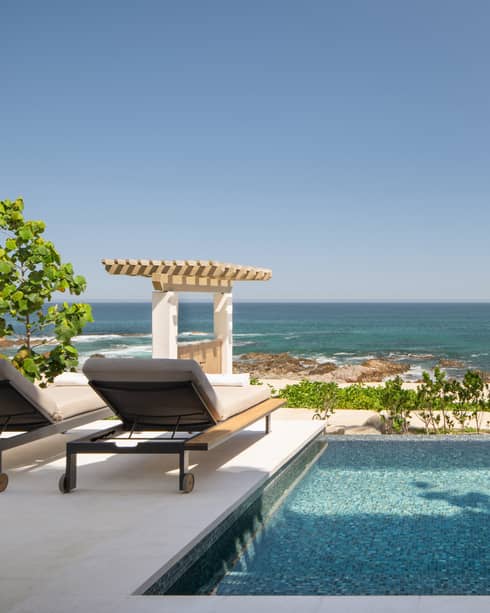 Oceanfront casita with plunge pool and two lounge chairs at Four Seasons Resort Cabo San Lucas at Cabo Del Sol