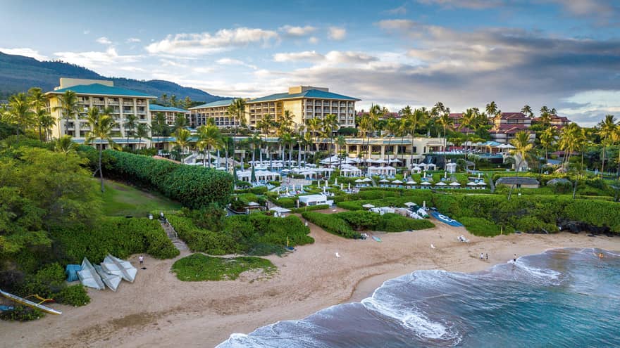 Exterior of Four Seasons Resort Maui grounds set along the beach