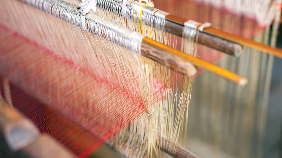 Silk production factory. Traditional manufacturing in Asia
