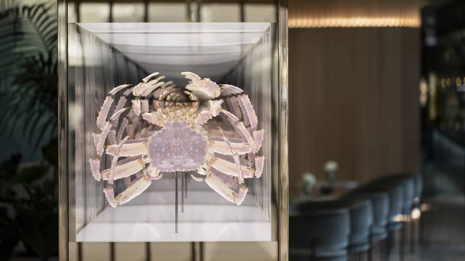 Crab art installation in Social Square Montreal