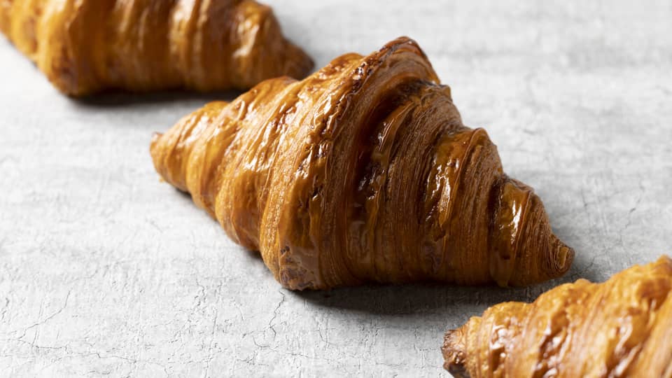 A row of croissants